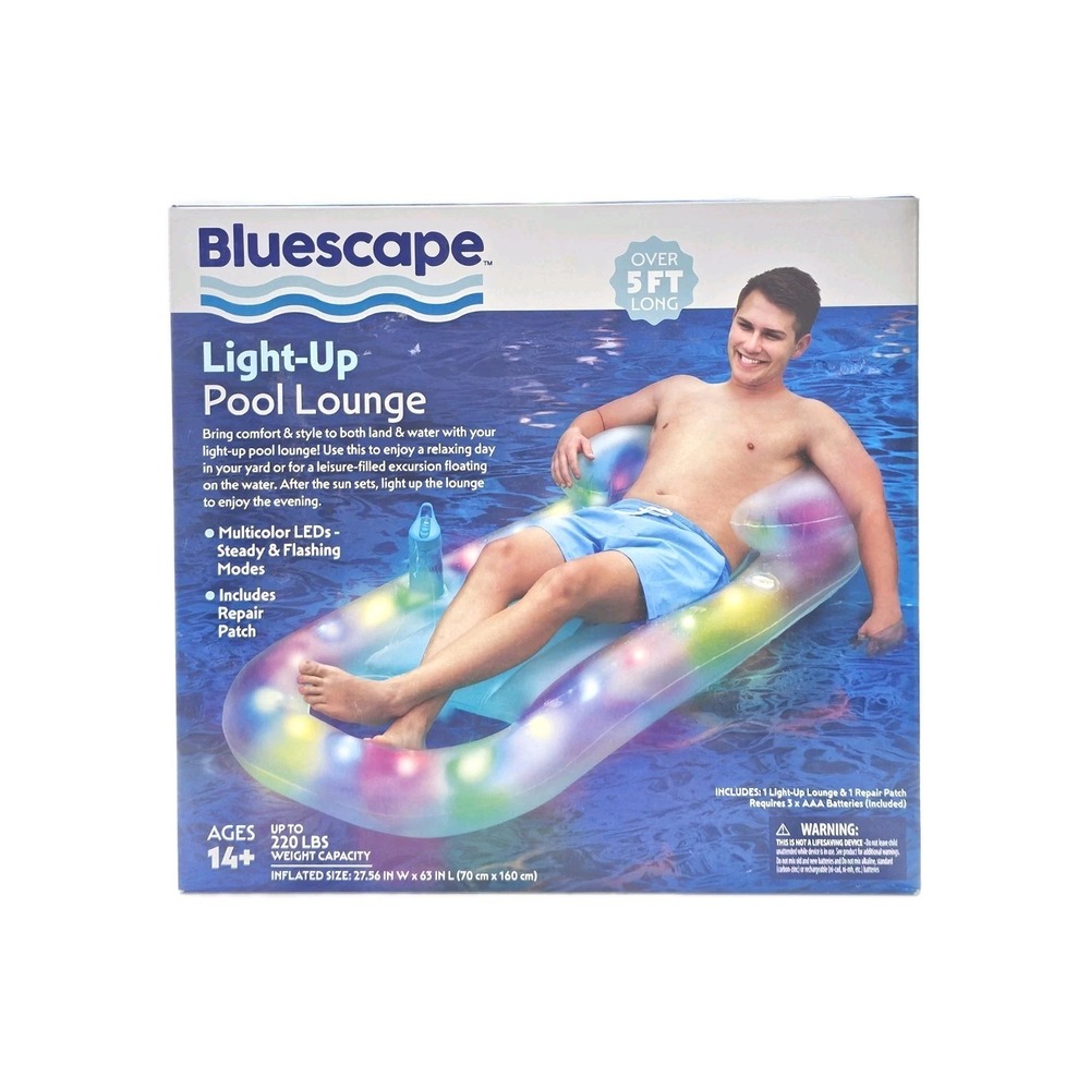 New Bluescape Inflatable Pool Mat Float Color Changing LED Batteries Included